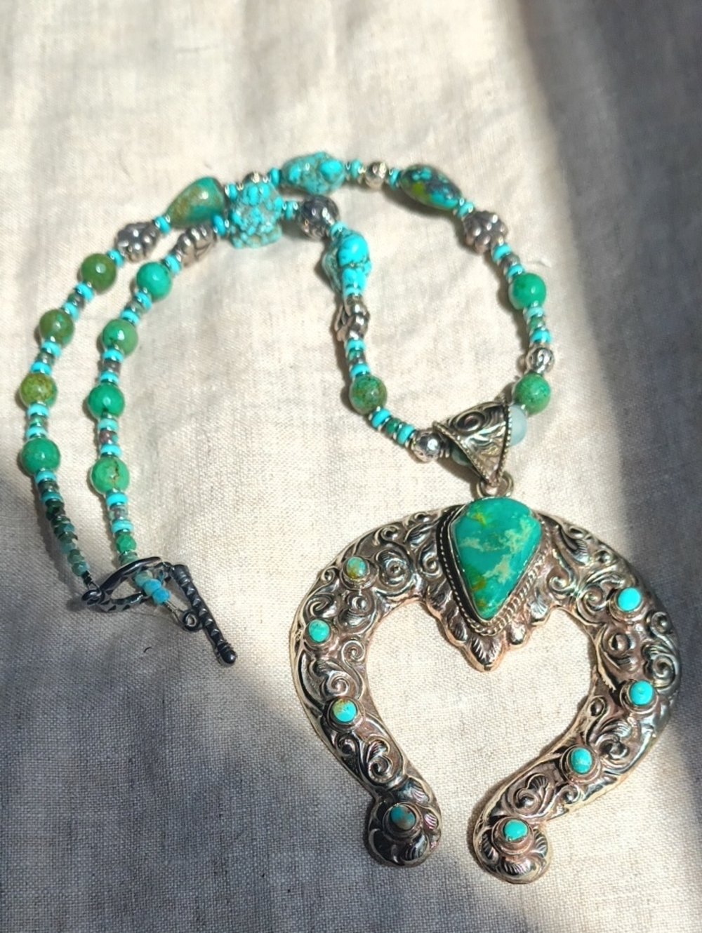 HUGE OOAK Lula Bayou Tibetan Silver Turquoise Horseshoe Cowgirl Western Necklace